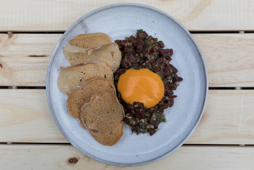 Rhoda's tartare, made with wild Hereford ox heart 